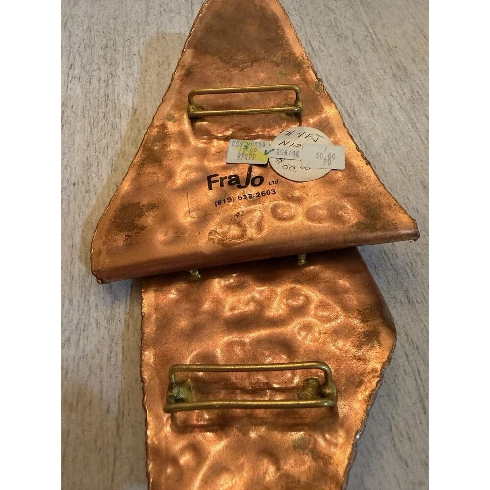 Vintage FraJo Modernist Brutalist Sculptural Belt Buckle 1980s Copper Hammered